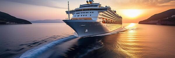 large cruise ship on ocean photo