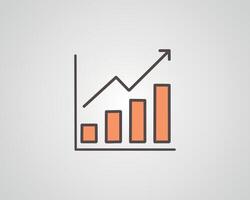 Graph chart icon flat. Simple pictogram vector