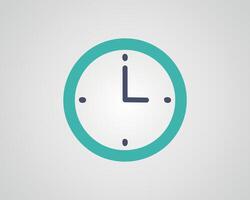 Classic wall round blue clock icon isolated on white background time indicator. Business style watch equipment for workplace of an employee or office worker, minimalist design timepiece with arrows vector