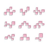 A set of rectangular frames mosaic art hand drawn isolated illustration. vector
