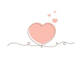 Continuous one line heart or love isolated illustration. vector