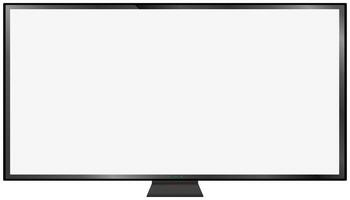 4K TV Flat Screen lcd,Oled,Plasma, Realistic 3D Model White Blank Monitor Display Mockup,Empty Television Template Wide flatscreen Monitor hanging on the wall,Design element for Catalog,Web Site vector