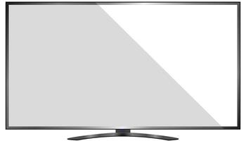 4K TV Flat Screen lcd,Oled,Plasma, Realistic 3D Model White Blank Monitor Display Mockup,Empty Television Template Wide flatscreen Monitor hanging on the wall,Design element for Catalog,Web Site vector