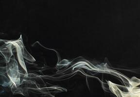 Abstract White Smoke Texture Moves on Black Background Plume of Smoke Wave Design Wallpaper. Design Element. Abstract Texture photo