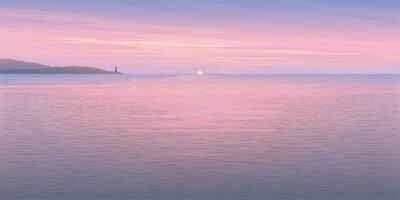 Minimalist seascape with sunset, mountain ranges and twilight sky background graphic illustration have blank space. vector