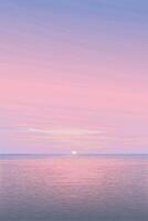Minimalist seascape with sunset and twilight sky vertical background graphic illustration have blank space. vector