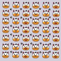 comical head dog and paw pattern with gray background vector
