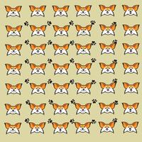 shiba inu dog and paw as a pattern background vector