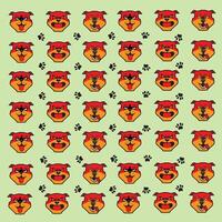 red angry dog face and paw as single pattern background vector
