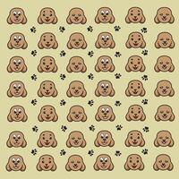 little brown dog and paw as a pattern background vector