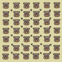 angry bull dog and paw as pattern background vector