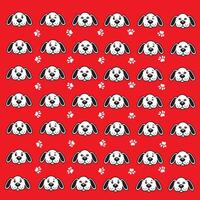 pattern white dog and paw with red background vector