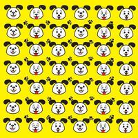 adorable smile dog head and paw as a pattern with yellow background vector