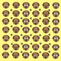 expression head dog and paw pattern with soft yellow background vector