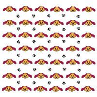 pretty head dog and paw pattern with white background vector