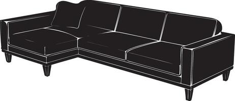 A silhouette of a contemporary L-shaped sectional sofa, with clean lines and a low-profile design vector
