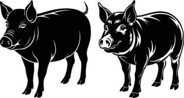 A set of Pig image. silhouette art and illustration. vector
