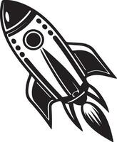 A rocket taking off with a trail of abstract, wavy lines vector
