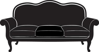 A silhouette image of a luxurious modern three sited sofa. vector