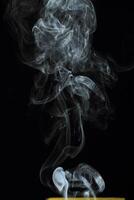 Abstract white smoke texture moves on black background Plume of smoke wave design wallpaper. Design element. Abstract texture photo