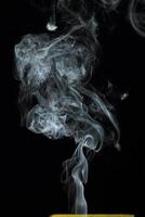 Abstract white smoke texture moves on black background Plume of smoke wave design wallpaper. Design element. Abstract texture photo