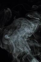 Abstract white smoke texture moves on black background Plume of smoke wave design wallpaper. Design element. Abstract texture photo