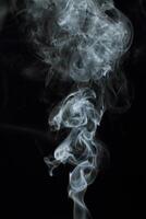 Abstract white smoke texture moves on black background Plume of smoke wave design wallpaper. Design element. Abstract texture photo