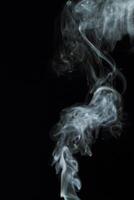 Abstract white smoke texture moves on black background Plume of smoke wave design wallpaper. Design element. Abstract texture photo