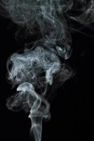 Abstract white smoke texture moves on black background Plume of smoke wave design wallpaper. Design element. Abstract texture photo