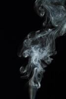 Abstract white smoke texture moves on black background Plume of smoke wave design wallpaper. Design element. Abstract texture photo