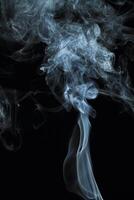 Abstract white smoke texture moves on black background Plume of smoke wave design wallpaper. Design element. Abstract texture photo