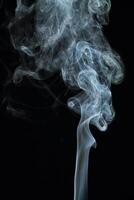 Abstract white smoke texture moves on black background Plume of smoke wave design wallpaper. Design element. Abstract texture photo