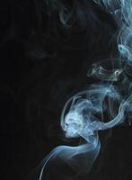 Abstract white smoke texture moves on black background Plume of smoke wave design wallpaper. Design element. Abstract texture photo