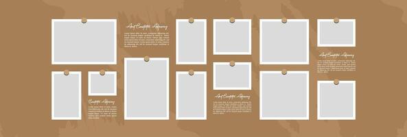 Square mood board mockup template vector