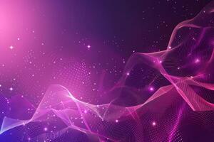 Abstract futuristic background with luminous dots of purple gradient color. The concept of big data technology. photo