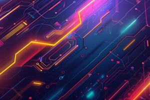 Abstract digital technology on a blue-pink background. Innovations in the field of future technologies, artificial intelligence. photo