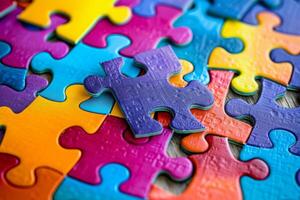 The color puzzle is a symbol of infinity, as the concept of the World Autism Awareness Day. A symbol of autism. photo