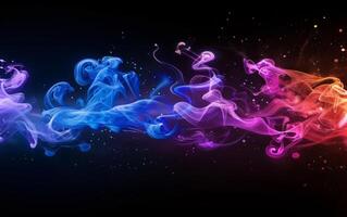 Black background with multicolored streaks of colored paint. Abstract colored background for web banners and sales, blurred colored shapes. photo