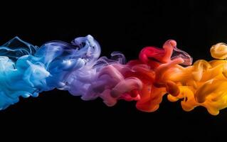 Black background with multicolored streaks of colored paint. Abstract colored background for web banners and sales, blurred colored shapes. photo