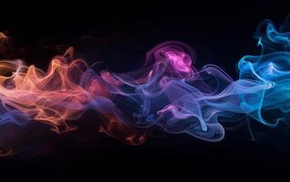 Black background with multicolored streaks of colored paint. Abstract colored background for web banners and sales, blurred colored shapes. photo