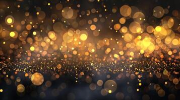 Abstract shiny background with golden highlights and particles on a black background. Christmas, New Year's element. photo