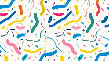 Colorful seamless pattern with simple lines and curves on a white background. Background, postcard, banner. photo