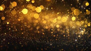 Abstract shiny background with golden highlights and particles on a black background. Christmas, New Year's element. photo