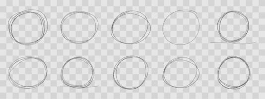 Highlight circle frame cadre, circle doodle scribble round circles for message note. border, mark check or text box isolated on white background. Hand drawn decorative stroke, vintage sketch icon vector