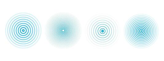 Concentric ripple circles set. Seismic Earthquake alert radar. Radial signal, sonar wave, soundwave rings. touch effect or pulse vector