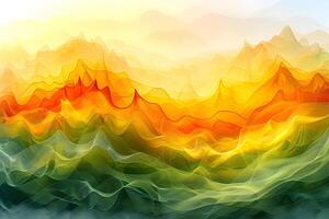 Abstract Mountain Landscape in Warm Tones - Vibrant Digital Art for Posters and Prints photo