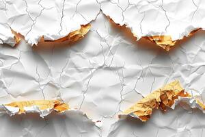 Torn Paper Texture with Gold Elements - Abstract Art for Background, Poster, or Card Design photo