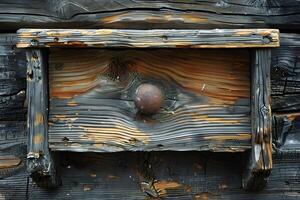 Rustic Wood Texture with Center Nail and Weathered Patina Design for Background Use photo