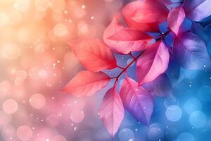 Colorful Autumn Leaves on Gradient Background for Artistic Wall Art and Print Design photo