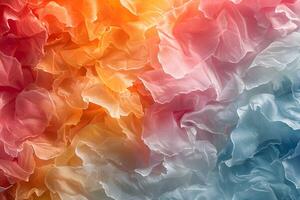 Abstract Colorful Ruffled Fabric Texture in Orange to Blue Gradient for Design and Art Concepts photo